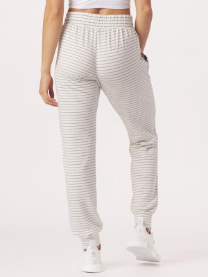 Halfway Jogger: White/charcoal Heather Stripe