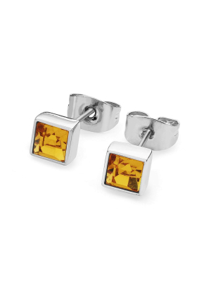 Square Citrine Earrings November