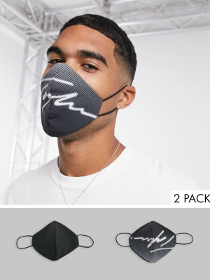 Topman 2 Pack Signature Face Coverings In Black