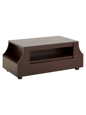 Carmona Contemporary Multi-storage Coffee Table With Side Shelves Walnut - Iohomes