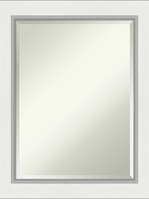 23" X 29" Eva White Silver Framed Bathroom Vanity Wall Mirror - Amanti Art