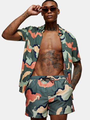 Considered Colourful Camouflage Print Swim Shorts