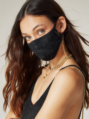 Chloe Lace Mask With Chain - Black/gold