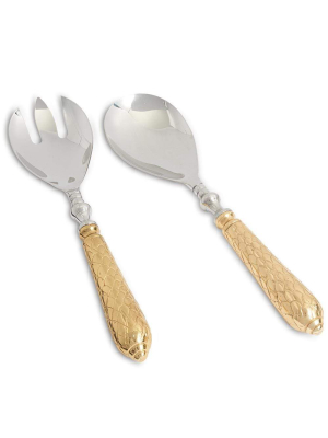 Julia Knight Florentine Salad Serving Set In Gold