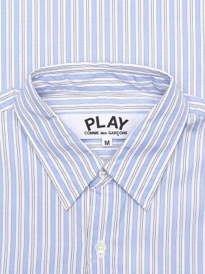 Comme Des Garcons Play Button Down - Light Blue/white