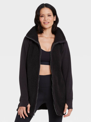 Women's Sherpa Faux Fur Full Zip Long Jacket - All In Motion™