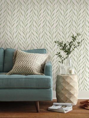 Willow Wallpaper In Green From The Magnolia Home Vol. 3 Collection By Joanna Gaines