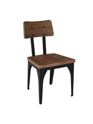 Woodland Metal Dining Chair With Distressed Wood Seat And Backrest Black And Brown 2 In Set - Amisco