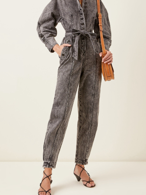 Atlas Onyx Belted Denim Jumpsuit