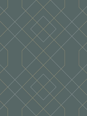 Ballard Geometric Wallpaper In Teal From The Scott Living Collection By Brewster Home Fashions