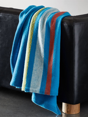 Wendover Blue Wool Striped Blanket