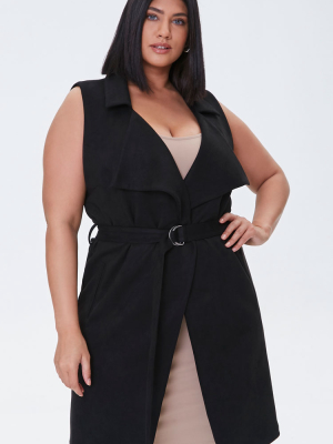 Plus Size Belted Duster Vest