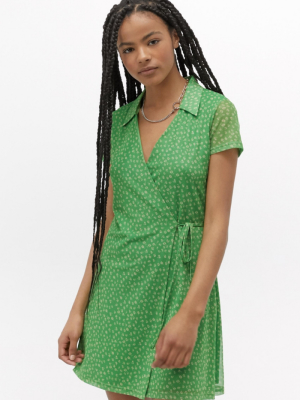 Uo Modern Collar Wrap Mini Dress