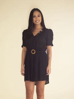 Candice Belted Button Dress