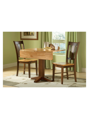 Set Of 3 36" Square Dual Drop Leaf Table With 2 San Remo Chairs Cinnamon/brown - International Concepts