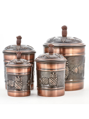 Old Dutch 4pc Copper Pineapple Canister Set