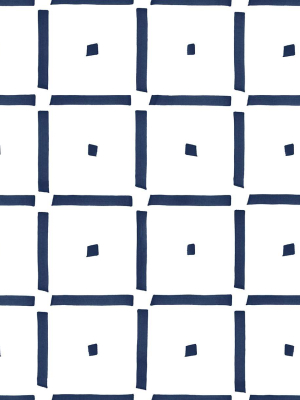 Check And Spot Peel-and-stick Wallpaper In Navy By Nextwall