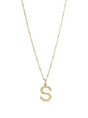 S Initial Necklace - Gold