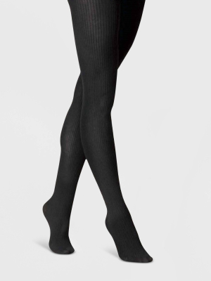 Women's Ribbed Sweater Tights - A New Day™ Black