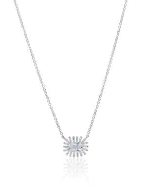 14kt White Gold Topaz Baguette Diamond Audelia Necklace