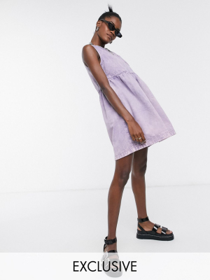 Collusion Sleeveless Smock Dress In Washed Purple