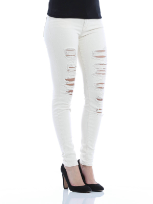 J Brand Mid-rise Super Skinny Distressed Jeans