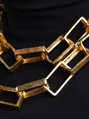 Gold Rectangle Link Necklace