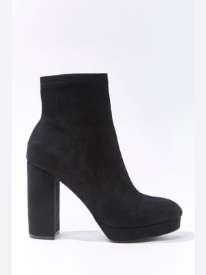 Faux Suede Chunky Heel Booties