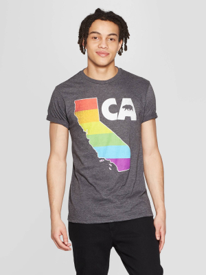 Men's Short Sleeve Crewneck California Peat Rainbow Graphic T-shirt - Awake Gray