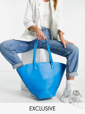 My Accessories London Exclusive Winged Tote Shopper Bag In Blue