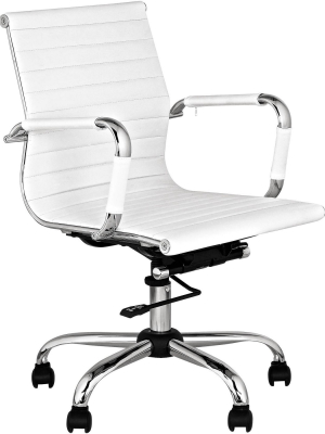 Studio 55 Modern Home Office Chair Swivel Tilt Low Back White Black Chrome Adjustable For Work Desk Home Office Computer