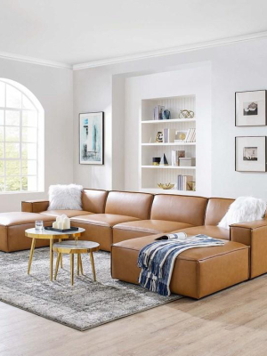 Vitality 6-piece Vegan Leather Sectional Sofa In Tan