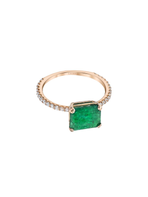 Emerald Solitaire Ring - Rose Gold