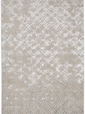 Feizy Micah Modern Metallic Trellis Rug - Available In 6 Sizes - Ivory Bone & Silver