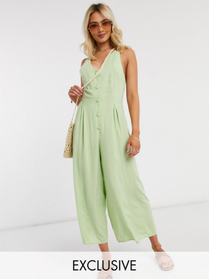 Reclaimed Vintage Inspired Cami Jumpsuit In Green