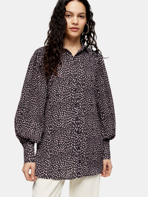 Black Animal Print Oversized Dot Shirt