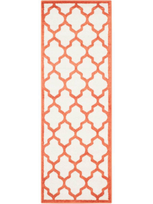 Amherst Quatrefoil Beige/orange Runner Rug