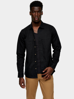 Black Washed Twill Slim Shirt