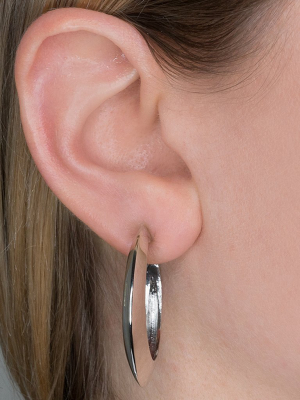 Polished Silver Tapered Hoop Clip Earrings