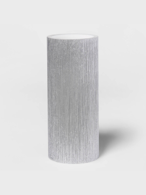 7"x 3" Led Unscented Metallic Silver Pillar Candle - Threshold™