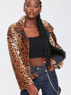 Plush Leopard Print Jacket