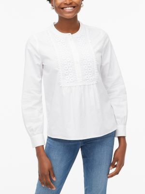 Shirt With Embroidered Lace Bib