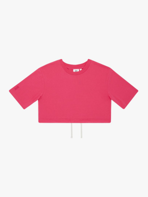 Cotton Crop Drawstring T-shirt Raspberry