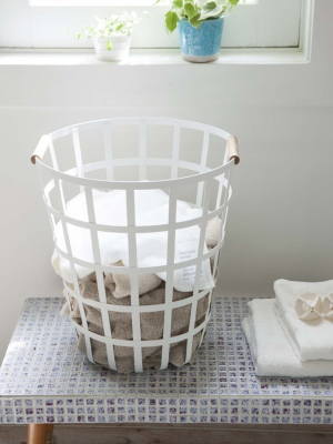 Tosca Round Laundry Basket - White Steel