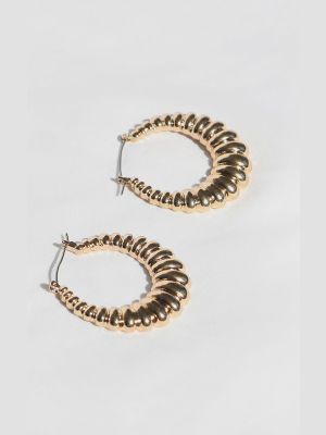 Gold Chunky Hoop Textured Earrings