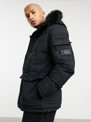 Mauvais Parka Coat With Check Print Lining In Black