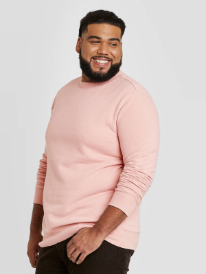 Men's Big & Tall Regular Fit Fleece Crew Sweatshirt - Goodfellow & Co™ Pink