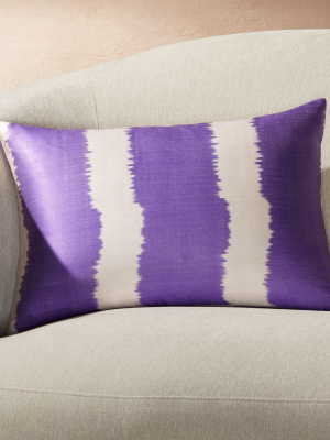 Silk Ikat Pillow Purple Stripe 22"x15"