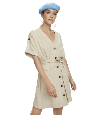 Sustainable Tencel Short Sleeve Safari Dress