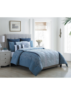 Vcny Home Carmie Embroidered Medallion Comforter Set